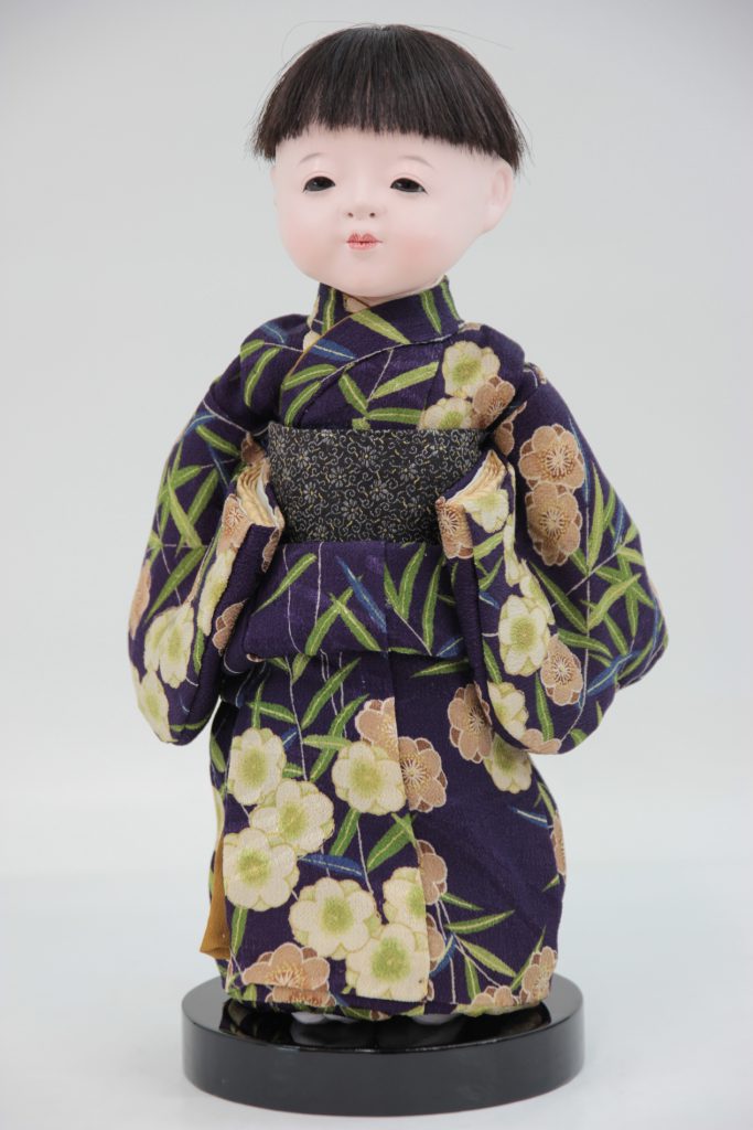 味岡映水作 8号 市松人形 (10) 男の子 約32センチ 古布縮緬衣装