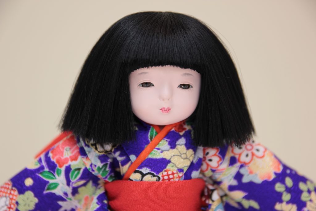 市松人形 特小 正絹衣装 青 約16センチ 映水作 伝統工芸 | 味岡人形