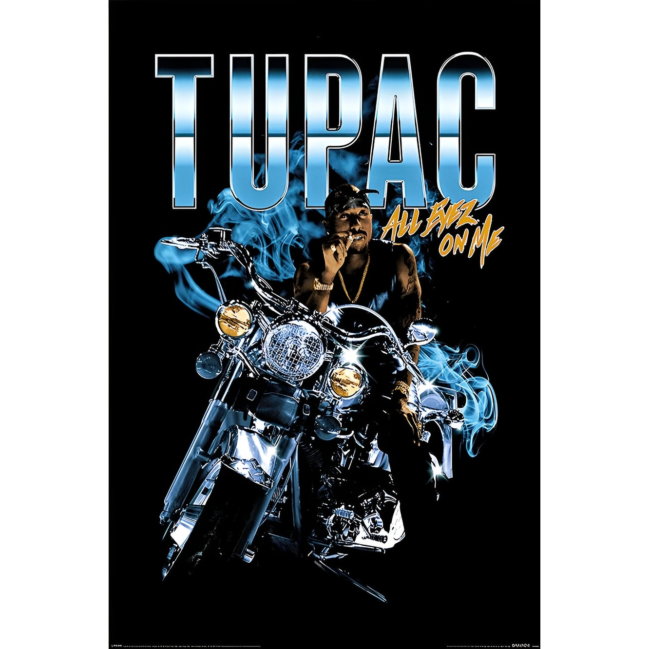 Tupac - Motorcycle All Eyez on Me Art Poster - 24 x 36 Inch - Bed