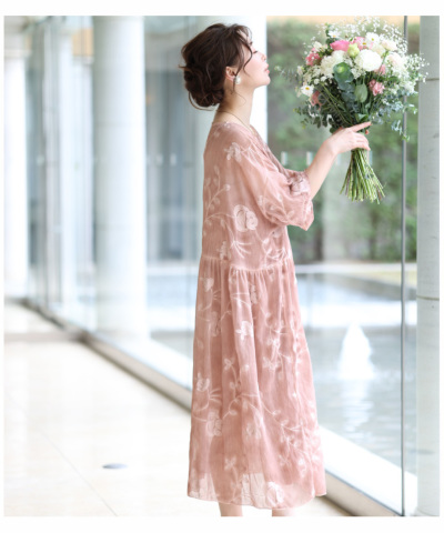 低身長さんサイズ対応】レディース 大人 上品 キャミソール付き立体花