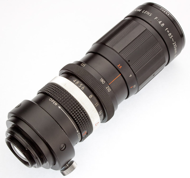 The Sun Hi-Tele Zoom 85-210 mm f/ 4.8 T-mount Lens. Specs. MTF