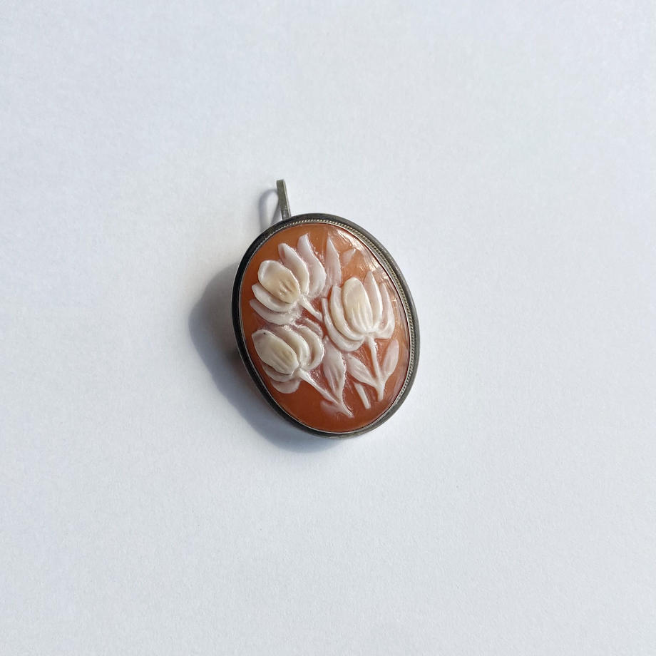 イニシャル P カメオ イタリア製 925 シルバー ブローチ イニシャル P