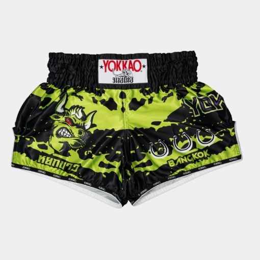 YOKKAO ボクシング ムエタイ ショーツ シャークデザイン 黒 L YOKKAO