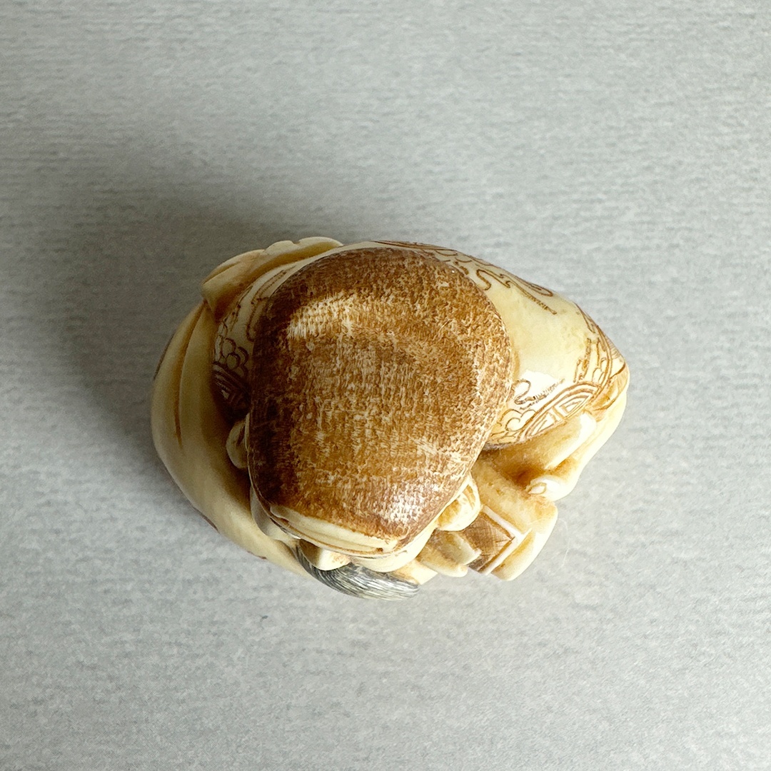 古美術 雨蛙象牙 根付 大黒様 昭和