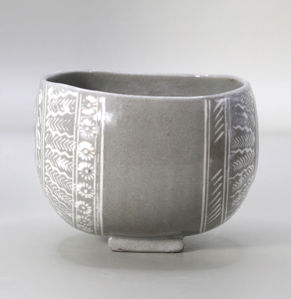 古八代象嵌文割高台茶碗茶道具茶碗オブジェ三島象嵌