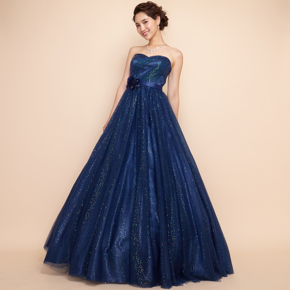 オーロラスパンコールネイビープリンセスドレス
