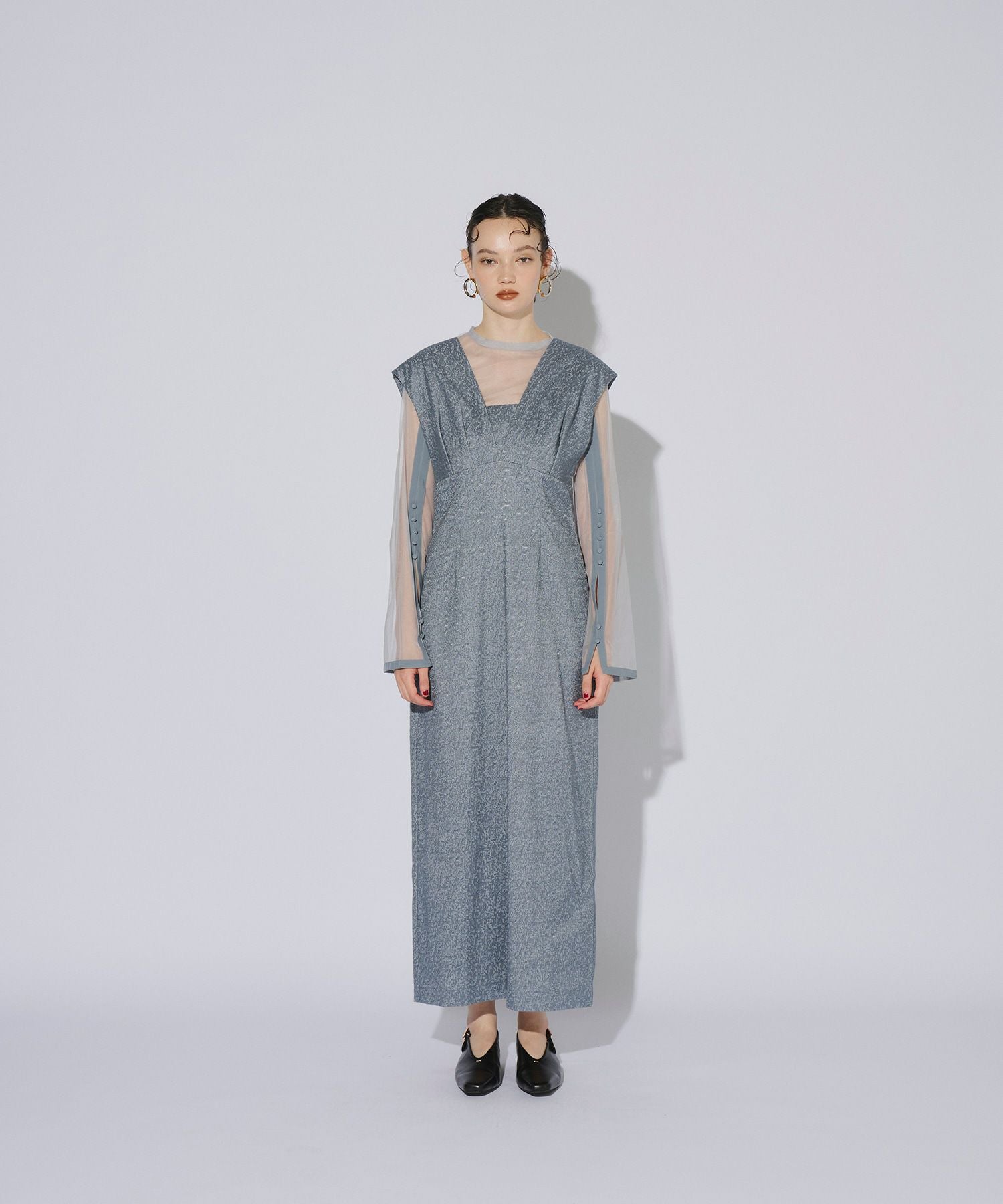 V line jacquard dress | ANDRESD