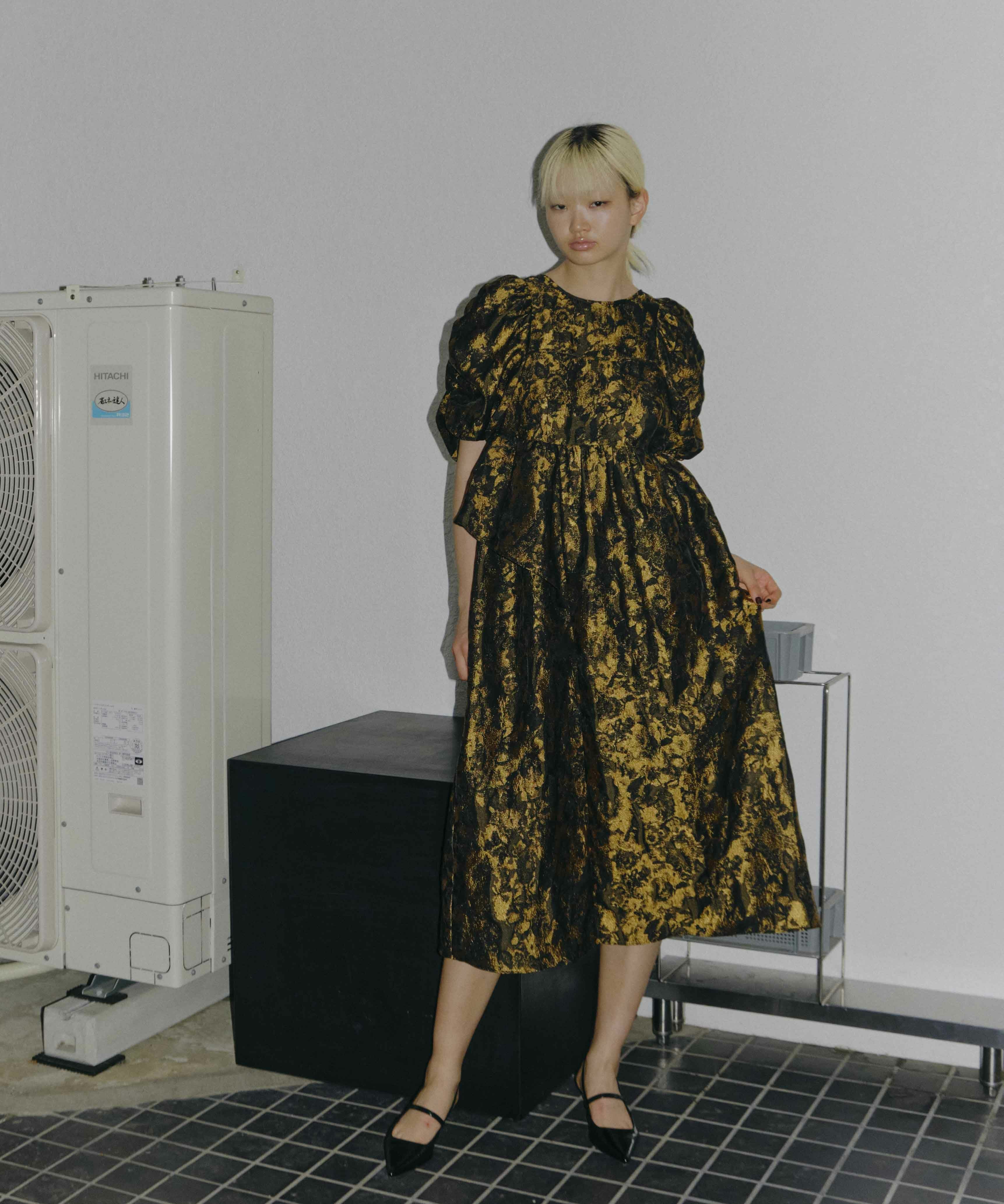 bubble sleeve jacquard dress | ANDRESD