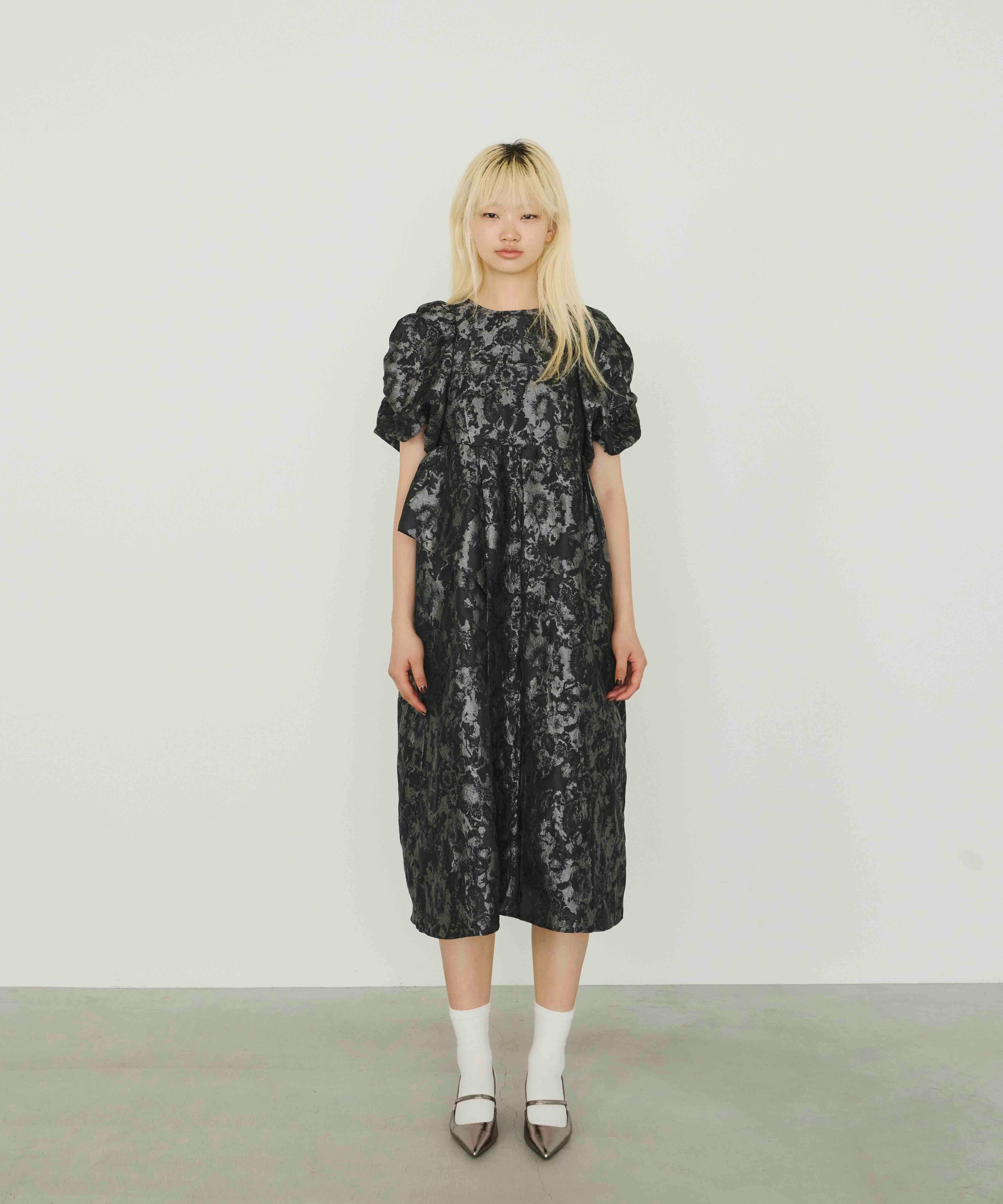 bubble sleeve jacquard dress | ANDRESD