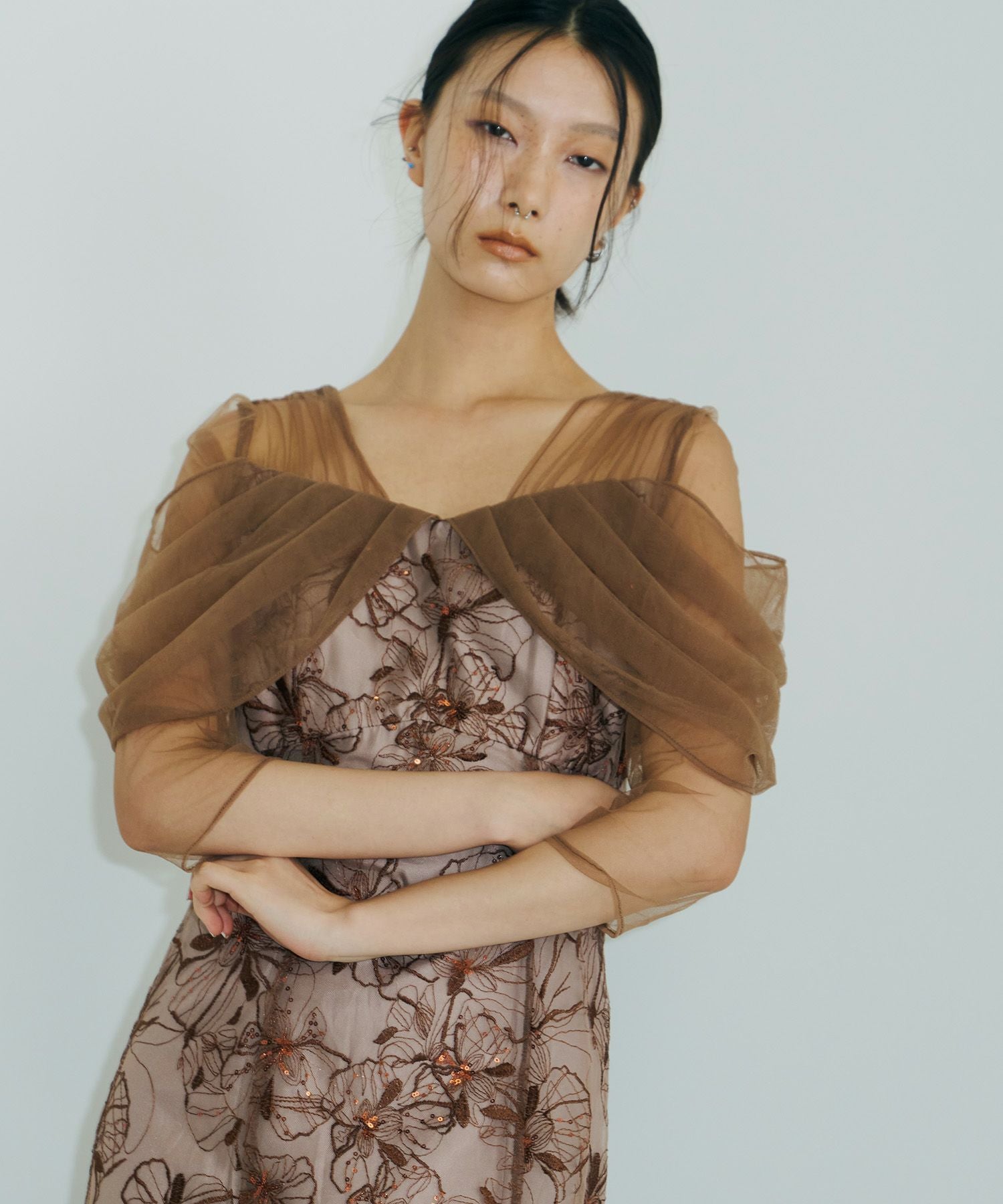 tulle drape spangle dress | ANDRESD