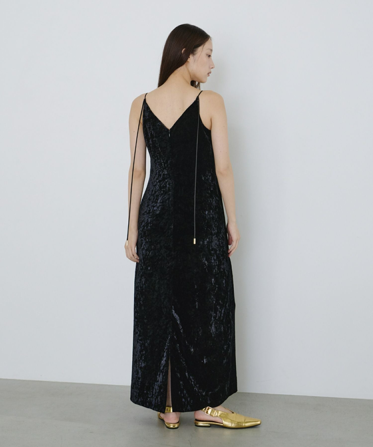 curved square velour dress | ANDRESD