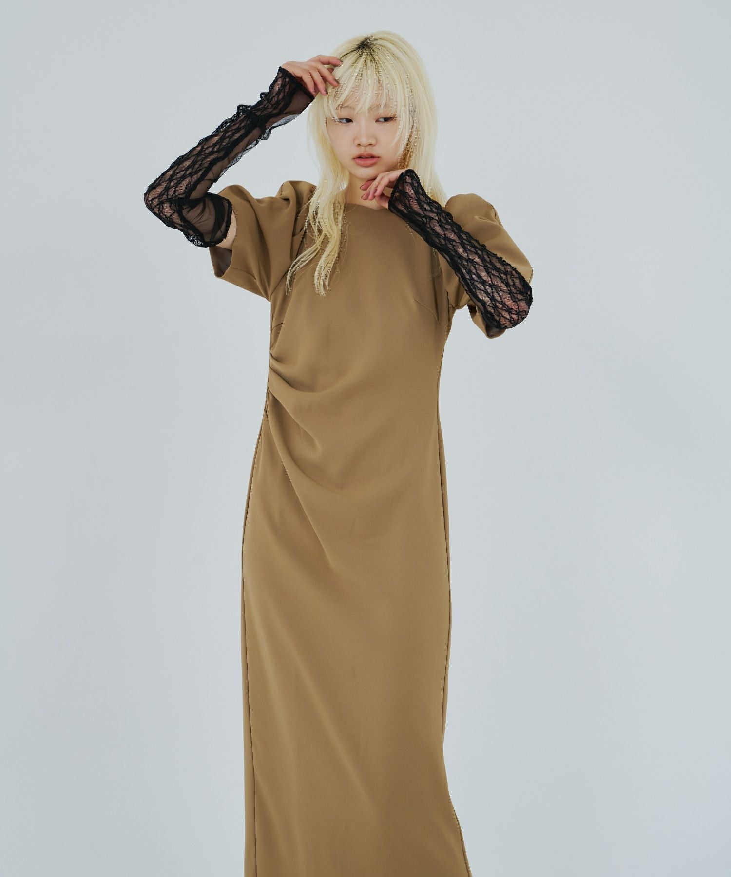 lace arm drape dress | ANDRESD