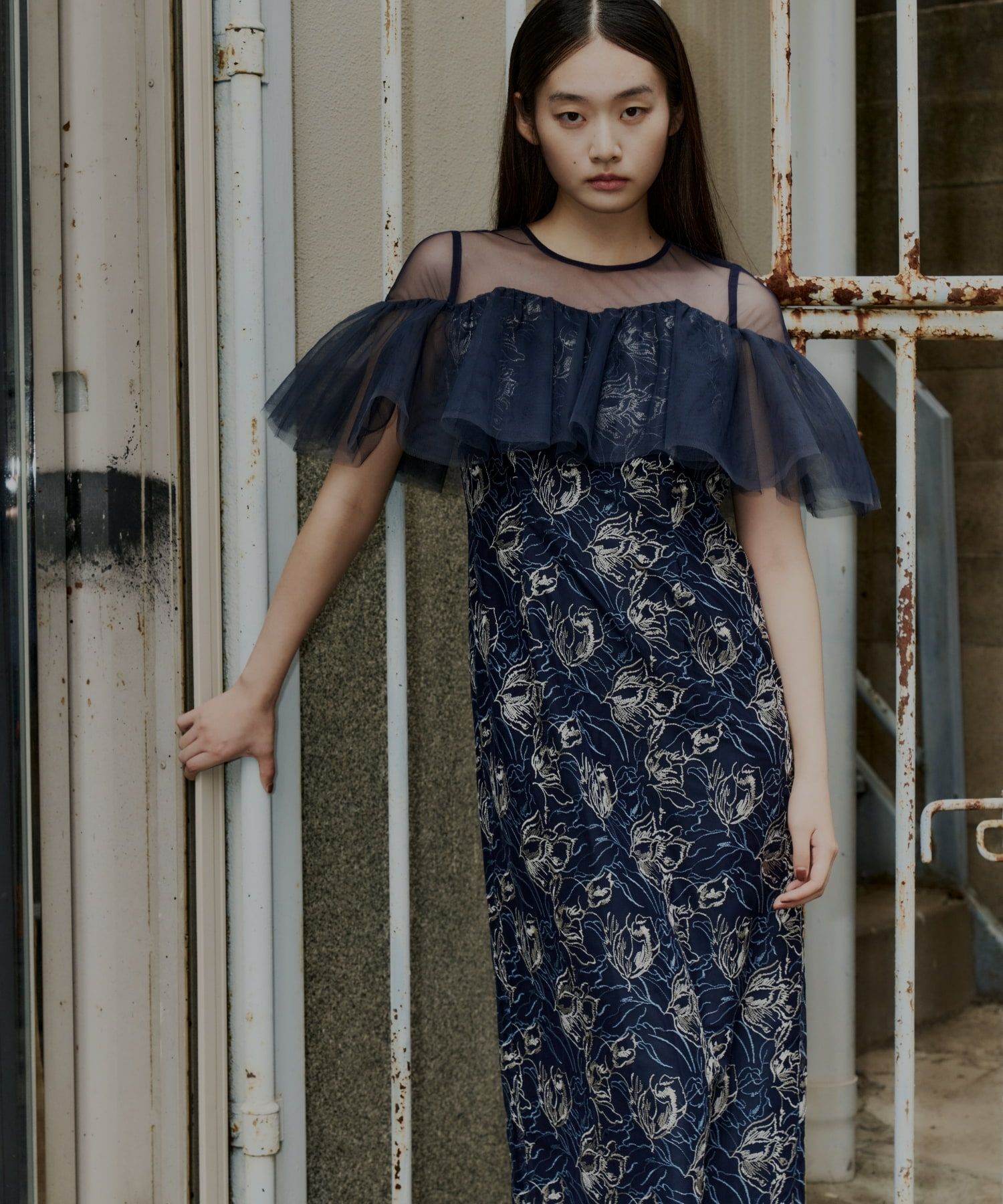 key neck embroidery dress | ANDRESD