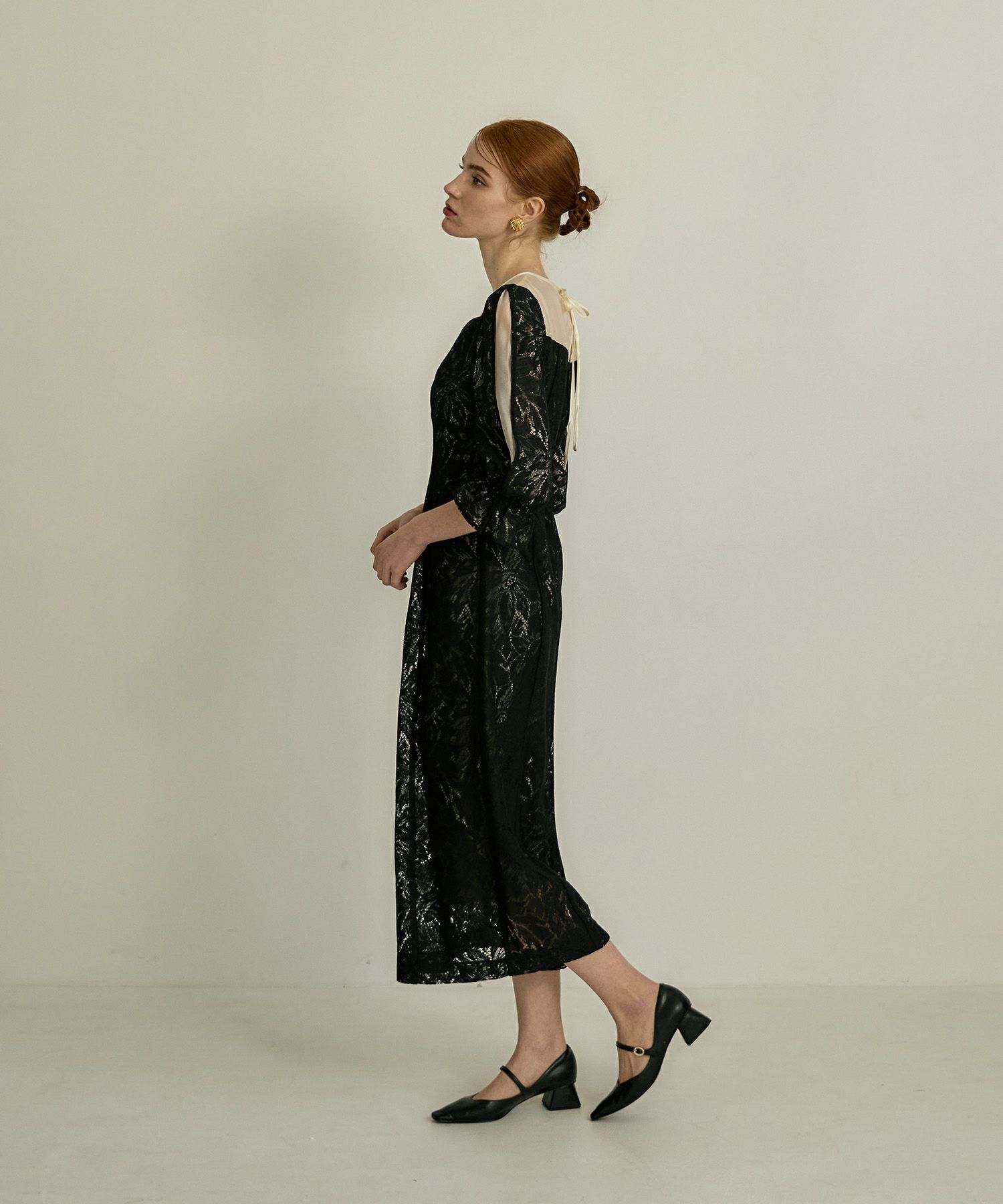 ANDRESD バックオープンジオメトリックドレス ブラウン ANDRESD