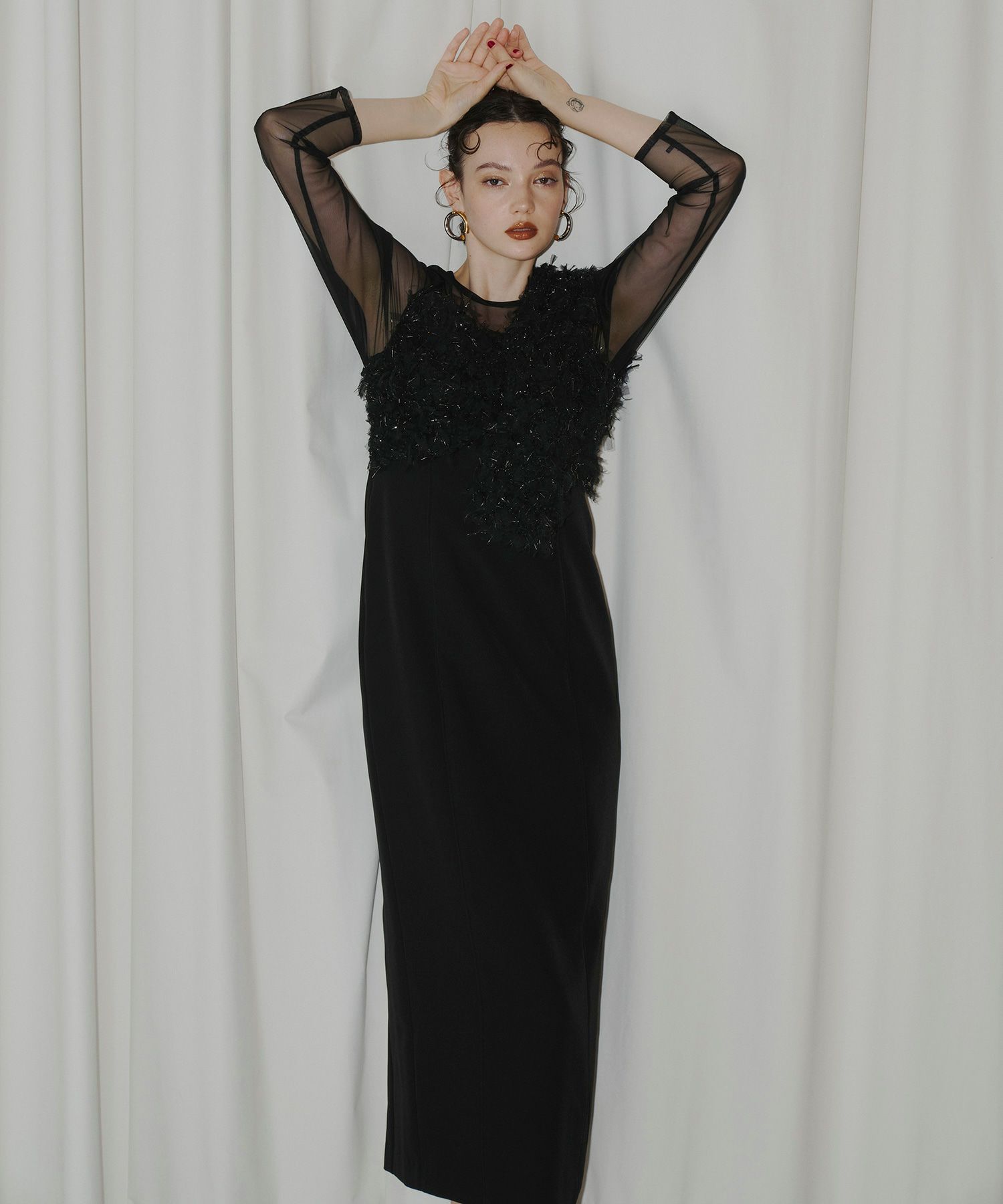 ANDRESD fringe glitter knot dress niana 【公式通販】