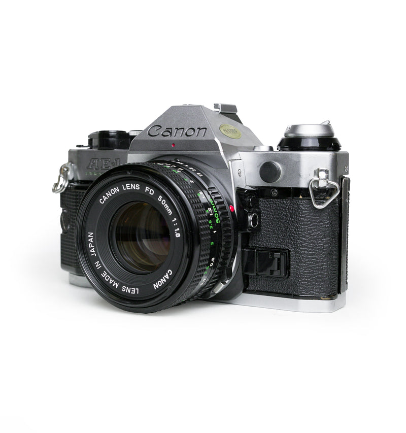 Canon AE-1 Program 35mm SLR Film Camera Set with 50mm & 80-200mm
