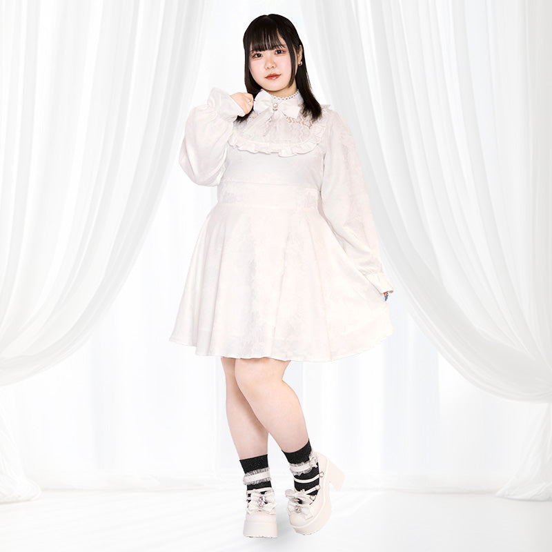 大きいサイズ レディース｜天使ちゃんのジャガードミニ丈ワンピース