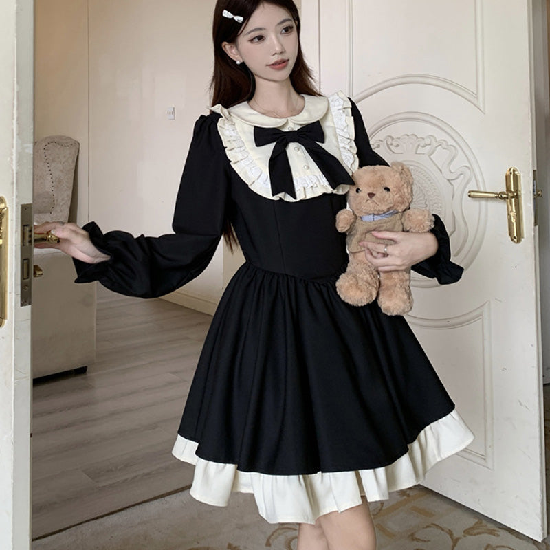 大きいサイズ レディース｜ノクターンリボン・地雷系フレアワンピース