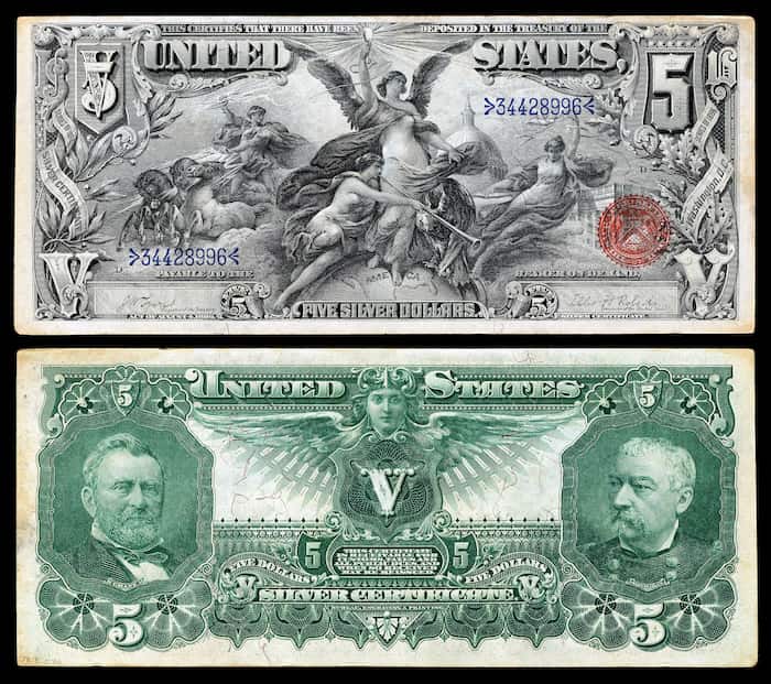 ☆レア☆アメリカ旧紙幣札5ドル1枚.1ドル9枚￼