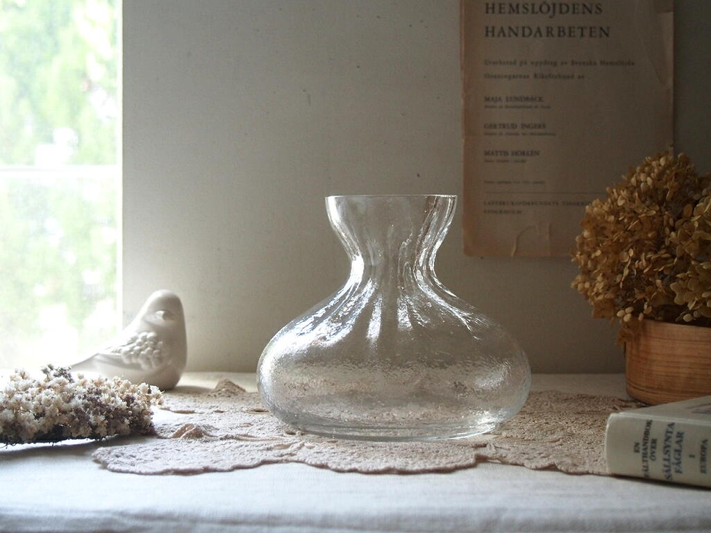 北欧ヴィンテージ Sea glasbruk ガラスのフラワーベース/花器/花瓶