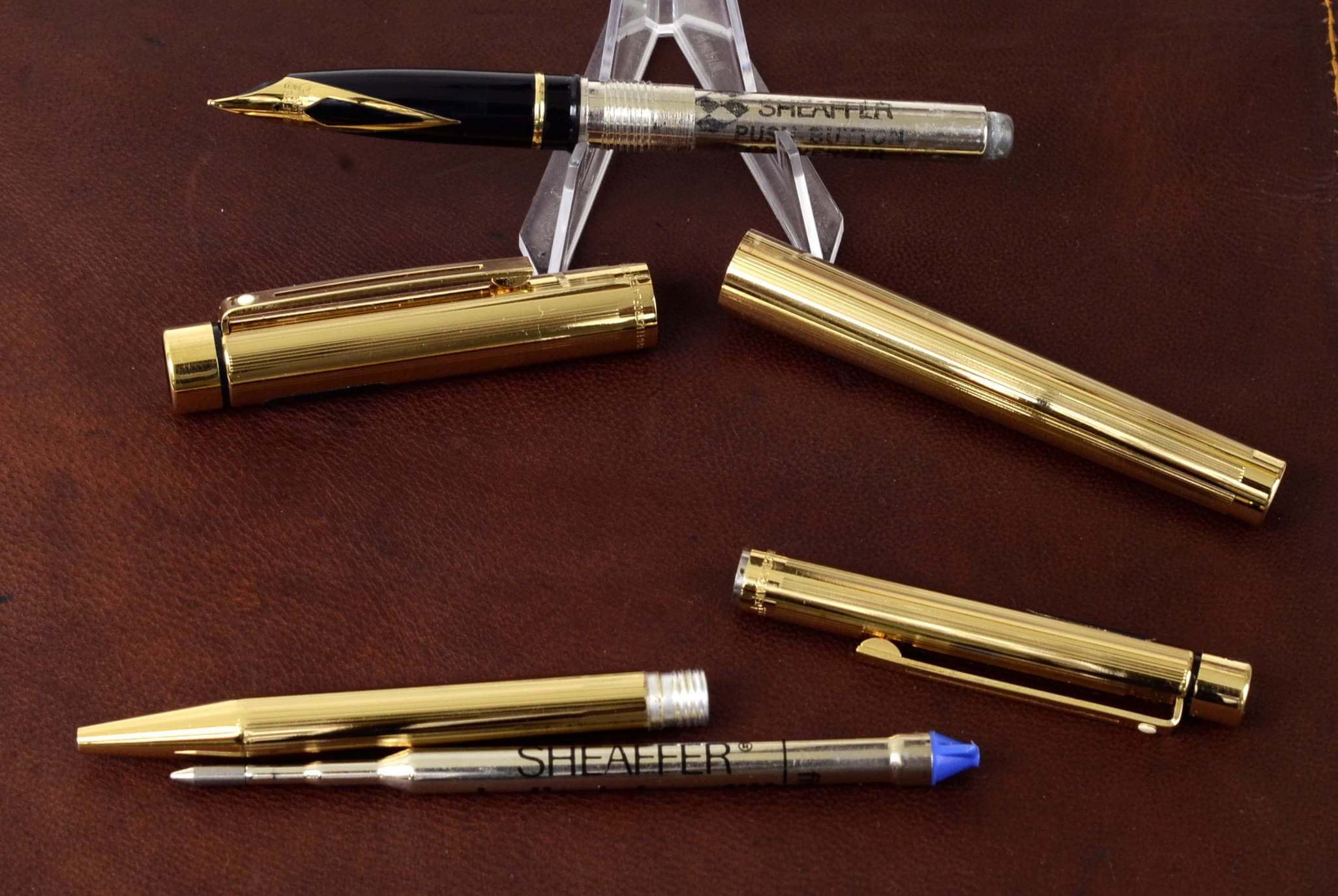 buy Sheaffer Targa gold rolled set of fountain pen and ballpoint