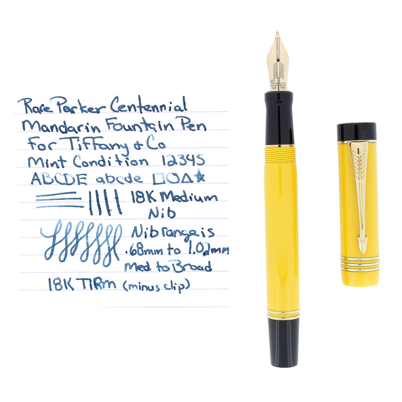 RARE 1995 PARKER DUOFOLD CENTENNIAL TIFFANY & CO MANDARIN YELLOW LIMIT