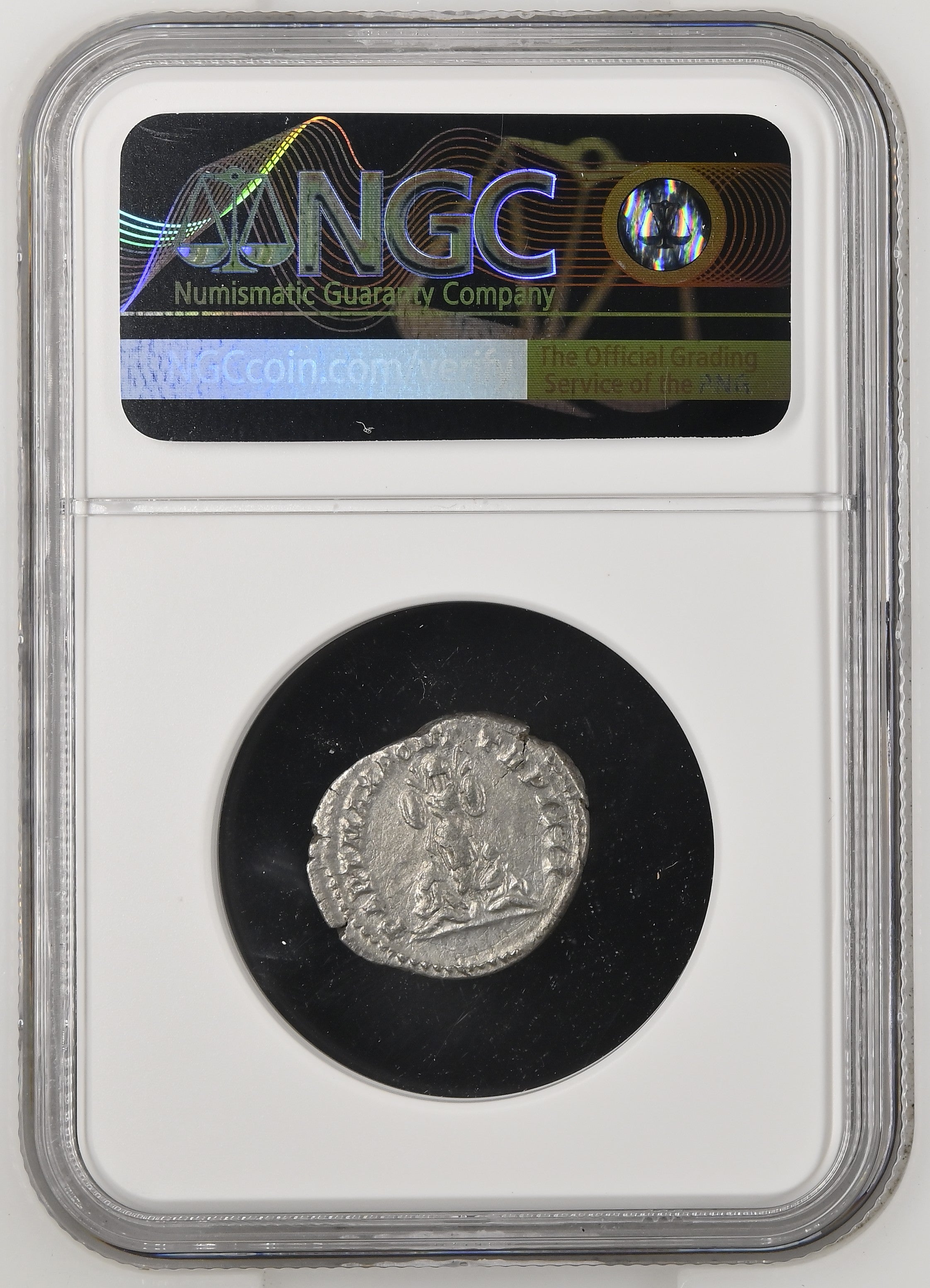 古代 198-217年 ローマ帝国 カラカラ デナリウス銀貨 NGC XF light