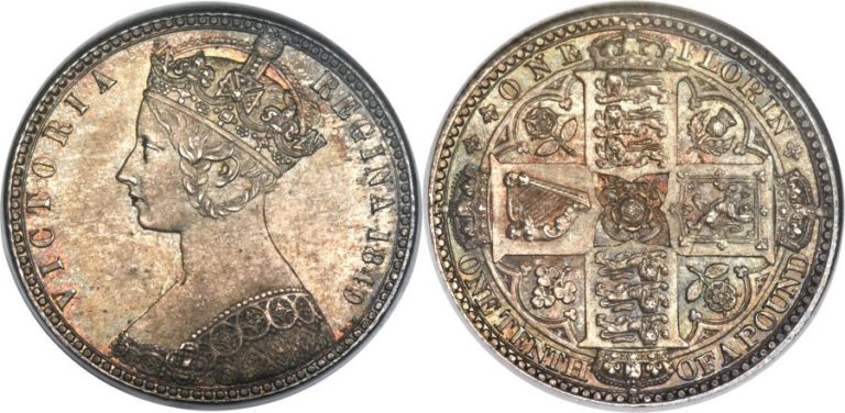 1849 1848年ヴィクトリアのゴッドレスフローリン銀貨 | 古銭の森