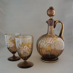 フランス「金彩エナメル花装飾 デカンタ＆グラスセット