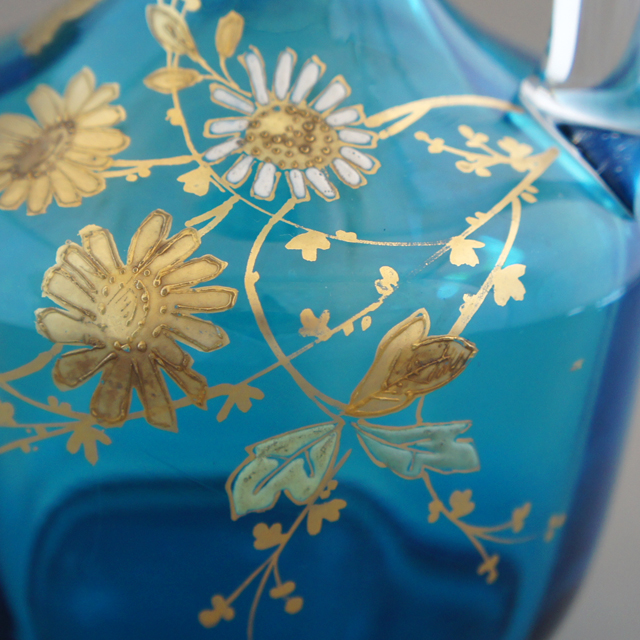 オールド・バカラ 淡青色 大型オパーリンクリスタル製手彩色日本趣味