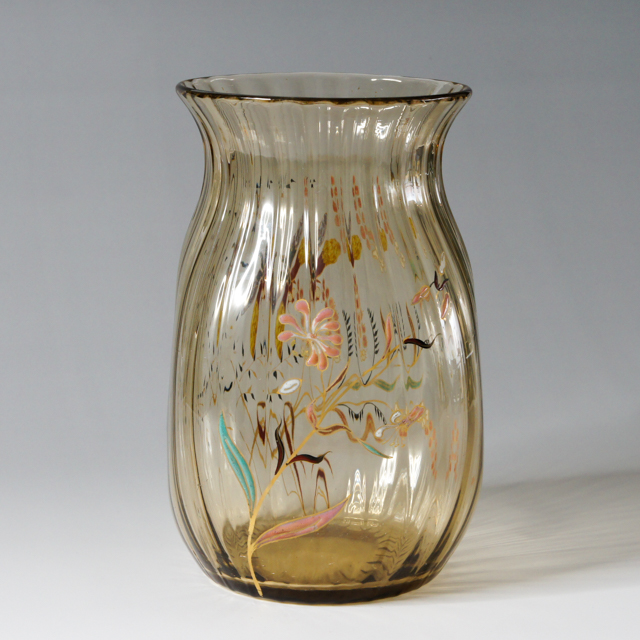 エミールガレ タイプ花と葉のモチーフ ガラス花瓶、本2点 エミールガレ