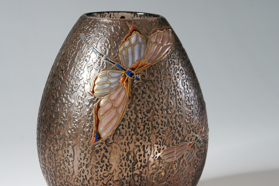 エミールガレ カメオ彫り 茶器 茶碗 ガラス 置物 花柄 朝顔 マルチ