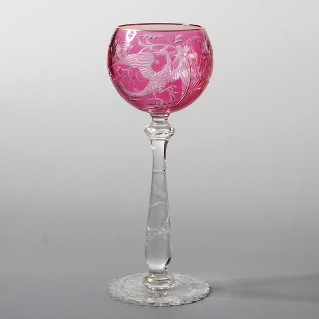 オールドバカラ「鳳凰文 ラインワイングラス」《アンティックかとう》