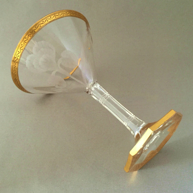 希少】モーゼル エナメル盛 金彩 ワイングラス 金盛り エナメル彩