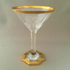 モーゼル「金彩 アイリス文 ワイングラス 高さ15cm」《アンティック