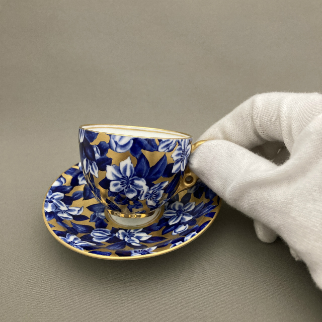 コールポート「Coalport窯 染付金彩 デミタスセット」《アンティック