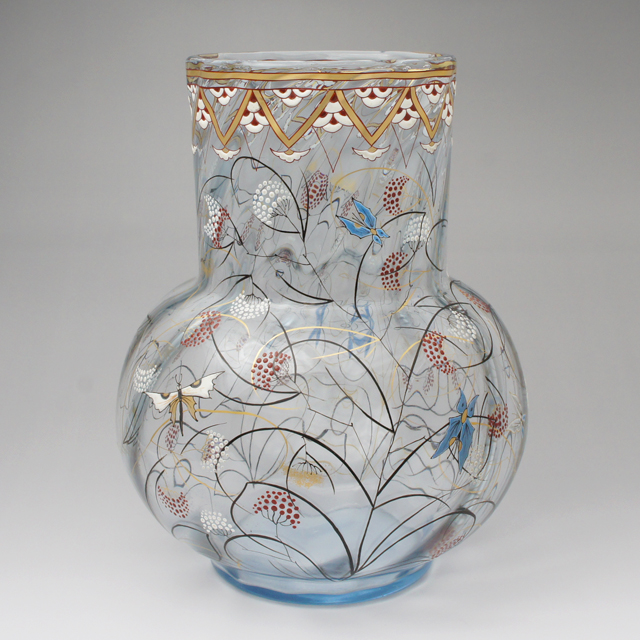 エミールガレ 果実紋 一輪挿し 花瓶 技法スフレ 被せガラス 高さ12cm