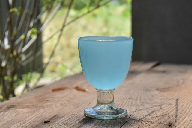 ガラス 棗型氷コップ なつめ型 ブルー KY 練りガラス - 生活骨董と古布
