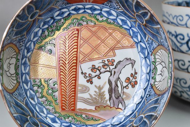 古伊万里 色絵 染錦 大膾皿 俊寛鉢 5客（内1客難あり） - 生活骨董と