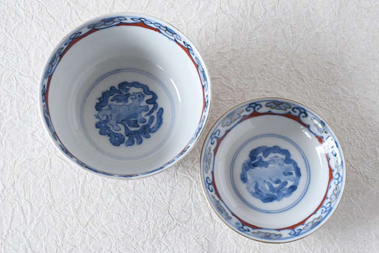 古伊万里 竹林賢人図 富貴長春 蓋付茶碗 - 生活骨董と古布の