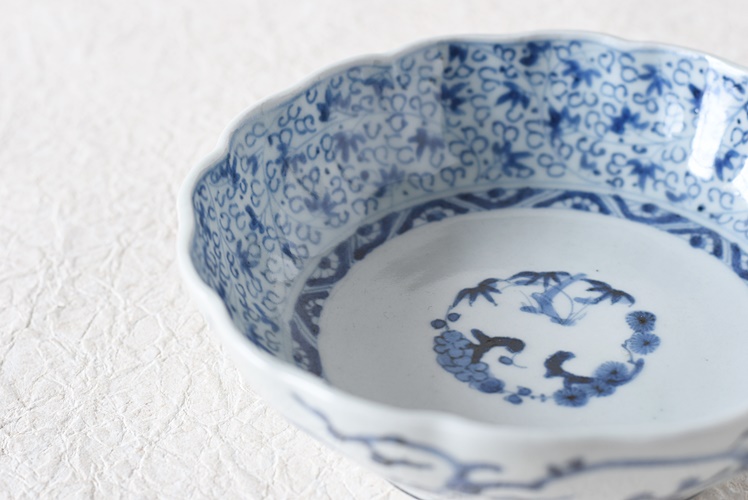 TOYA様リクエスト】904 骨董 古伊万里 微塵唐草輪花皿 3点 TOYA様