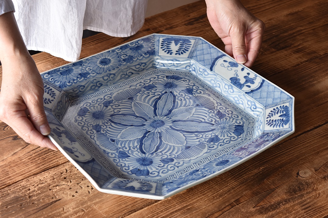 長皿 染付 3枚 窯傷 歪み 古伊万里 長皿 染付 3枚 窯傷 歪み 古伊万里