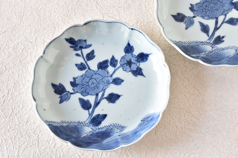 中国 明時代 染付花卉昆虫紋皿3点 送料込み0201 中国 明時代 染付花卉