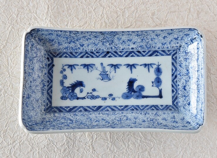 古伊万里 江戸時代 大明成化年製 鳳凰 牡丹文色絵皿 皿立