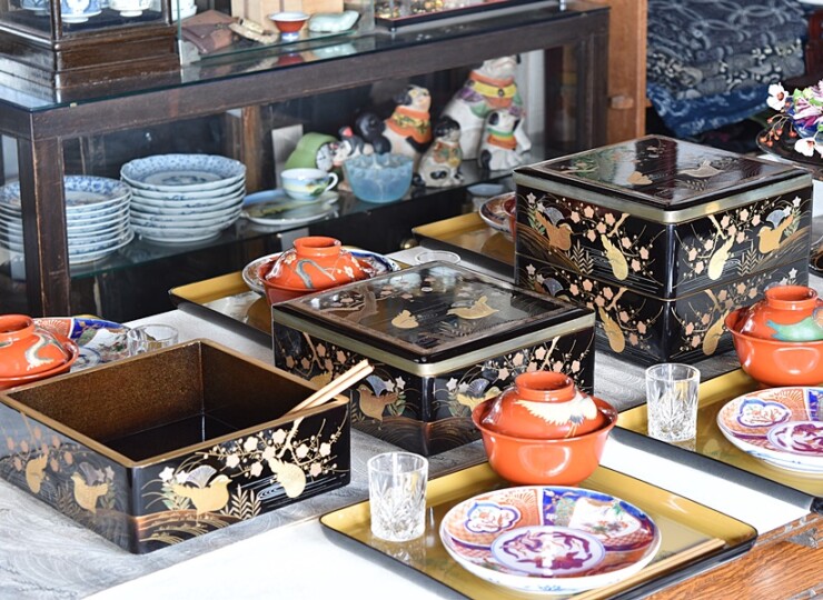 木製漆塗り 柳菴作 柳筥 出世膳 5客 弁当箱 共箱 未使用 骨董品、美術