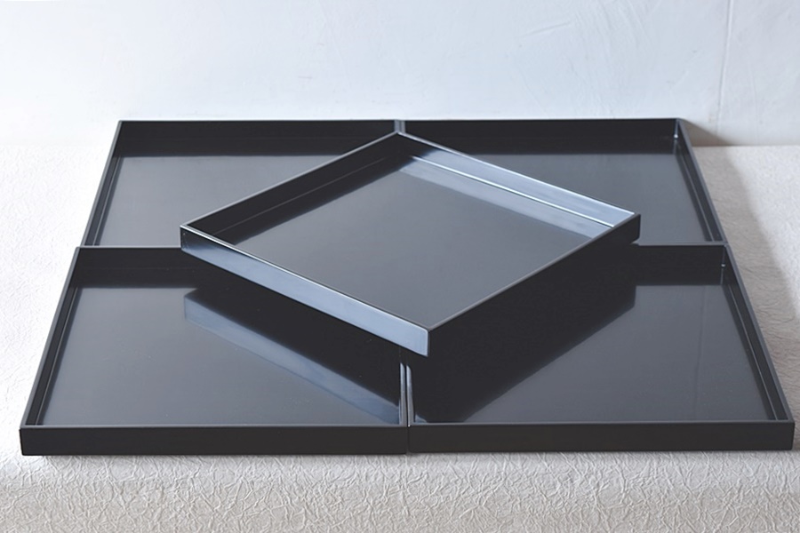 塗師 善◯作 手長膳 五枚 共箱 懐石盆 塗師 善◯作 手長膳 五枚 共箱