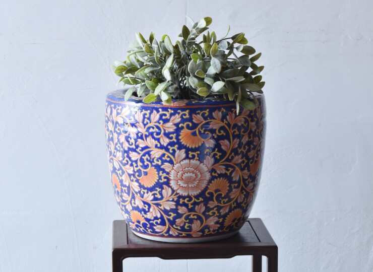 伊万里 色絵 花唐草 十錦手 火鉢 No1 - 生活骨董と古布のアンティーク