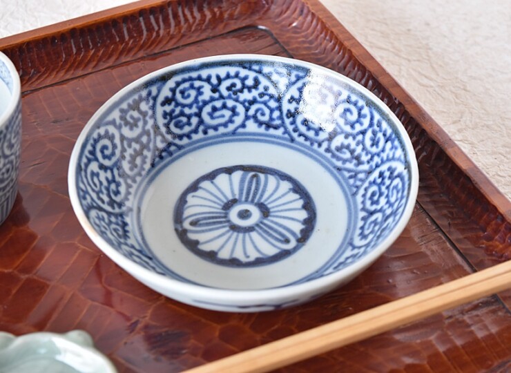 M-1260 古伊万里染付蛸唐草紋様 油壷 M-1260 古伊万里染