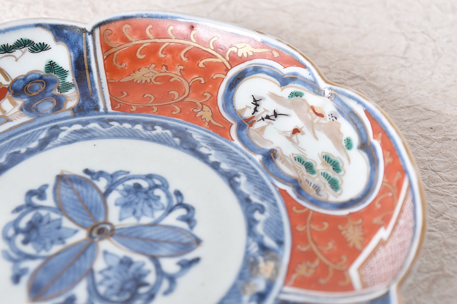 大聖寺伊万里 古伊万里 伊万里 色絵 金彩 向付 輪華鉢 5客 大聖寺伊万里