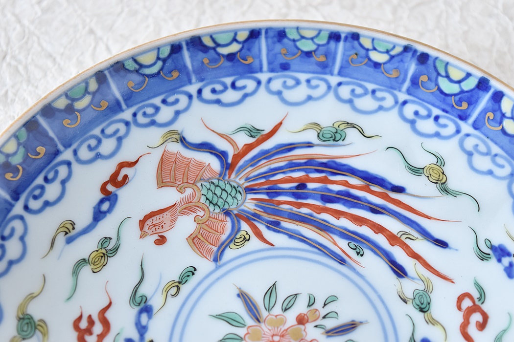 古伊万里伊万里大聖寺伊万里大皿双龍小紋八寸皿3客